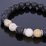 Lava Rock Crazy Agate Tibetan Silver Bracelet Yoga Mala for Men Women DiyNotion Handmade T103