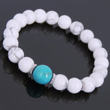 White Howlite Turquoise Tibetan Silver Bracelet Yoga Mala for Men Women DiyNotion Handmade T104