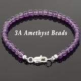 Men's Women Amethyst Sterling Silver Bracelet 925 Bead Clasp Gemstone DiyNotion Handmade BR578