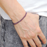 Men's Women Amethyst Sterling Silver Bracelet 925 Bead Clasp Gemstone DiyNotion Handmade BR578