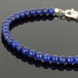 Men's Women Lapis Sterling Silver Bracelet Gemstone 925 Beads Clasp DiyNotion Handmade BR579