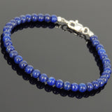 Men's Women Lapis Sterling Silver Bracelet Gemstone 925 Beads Clasp DiyNotion Handmade BR579