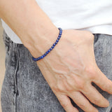 Men's Women Lapis Sterling Silver Bracelet Gemstone 925 Beads Clasp DiyNotion Handmade BR579