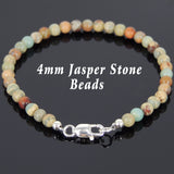Men's Women Jasper Stone Sterling Silver Bracelet Gemstone 925 Beads Clasp DiyNotion Handmade BR580