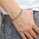 Men's Women Indian Agate Sterling Silver Bracelet Gemstone 925 Beads Clasp DiyNotion Handmade BR582