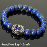 Men's Women Lapis Sterling Silver Skull Bracelet 925 Charm DiyNotion Handmade BR585