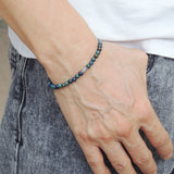 Men's Women Mixed Chrysocolla Lapis Sterling Silver Bracelet 925 Beads Clasp DiyNotion Handmade BR584