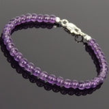 Men's Women Amethyst Sterling Silver Bracelet 925 Bead Clasp Gemstone DiyNotion Handmade BR578