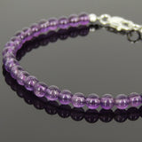 Men's Women Amethyst Sterling Silver Bracelet 925 Bead Clasp Gemstone DiyNotion Handmade BR578