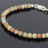 Men's Women Jasper Stone Sterling Silver Bracelet Gemstone 925 Beads Clasp DiyNotion Handmade BR580