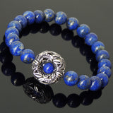 Men's Women Lapis Sterling Silver Skull Bracelet 925 Charm DiyNotion Handmade BR585