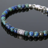 Men's Women Mixed Chrysocolla Lapis Sterling Silver Bracelet 925 Beads Clasp DiyNotion Handmade BR584