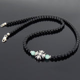 Men's Women Black Onyx Amazonite Sterling Silver Necklace Gemstone Cross Charm DiyNoion Handmade NK073