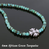 Men's Women African Green Turquoise Sterling Silver Necklace Gemstone Cross Charm DiyNoion Handmade NK077