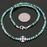 Men's Women African Green Turquoise Sterling Silver Necklace Gemstone Cross Charm DiyNoion Handmade NK077