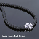 Men's Women Lava Rock Sterling Silver Necklace Cross Charm DiyNoion Handmade NK075
