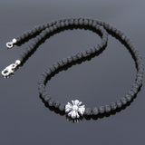 Men's Women Lava Rock Sterling Silver Necklace Cross Charm DiyNoion Handmade NK075