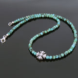 Men's Women African Green Turquoise Sterling Silver Necklace Gemstone Cross Charm DiyNoion Handmade NK077