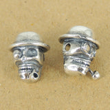 925 Sterling Silver Skull Pipes Bead Charm Biker Jewerly WSP360 Wholesale: See Discount Coupons in Item Details