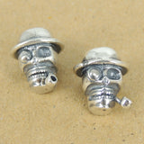 925 Sterling Silver Skull Pipes Bead Charm Biker Jewerly WSP360 Wholesale: See Discount Coupons in Item Details