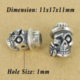 925 Sterling Silver Skull Roses Bead Charm Biker Jewerly WSP361 Wholesale: See Discount Coupons in Item Details