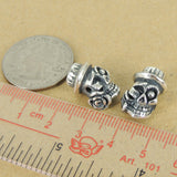 925 Sterling Silver Skull Roses Bead Charm Biker Jewerly WSP361 Wholesale: See Discount Coupons in Item Details