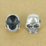 925 Sterling Silver Skull Bead Charm Biker Jewerly WSP362 Wholesale: See Discount Coupons in Item Details