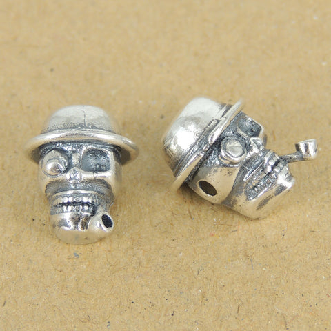 925 Sterling Silver Skull Pipes Bead Charm Biker Jewerly WSP360 Wholesale: See Discount Coupons in Item Details