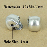 925 Sterling Silver Skull Bead Charm Biker Jewerly WSP362 Wholesale: See Discount Coupons in Item Details