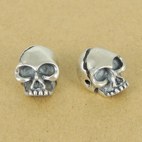 925 Sterling Silver Skull  Bead Charm Biker Jewerly WSP363 Wholesale: See Discount Coupons in Item Details