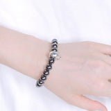 Men's Women Hematite Sterling Silver Bracelet Iron Man Mask Charm Gemstone DiyNotion Handmade BR588