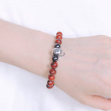 Men's Women Jasper Stone Hematite Bracelet Sterling Silver Iron Man Mask Charm Gemstone DiyNotion Handmade BR589