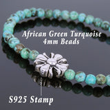 Men's Women African Green Turquoise Sterling Silver Cross Charm Gemstone DiyNotion Handmade BR590