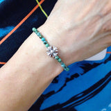 Men's Women African Green Turquoise Sterling Silver Cross Charm Gemstone DiyNotion Handmade BR590