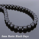 Men's Women Matte Black Onyx Necklace 925 Sterling Silver Spacers Clasp DiyNotion Handmade NK078