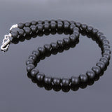 Men's Women Matte Black Onyx Necklace 925 Sterling Silver Spacers Clasp DiyNotion Handmade NK078