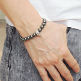 Men's Women Hematite Sterling Silver Bracelet Iron Man Mask Charm Gemstone DiyNotion Handmade BR588