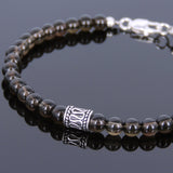 Men's Women Smoky Quartz Sterling Silver Bracelet 925 Bead Clasp DiyNotion Handmade BR591