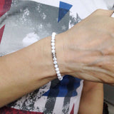 Men's Women White Howlite Sterling Silver Bracelet 925 Bead Clasp DiyNotion Handmade BR592