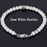 Men's Women White Howlite Sterling Silver Bracelet 925 Bead Clasp DiyNotion Handmade BR592