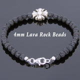 Men's Women Lava Rock Sterling Silver Bracelet Cross Charm DiyNotion Handmade BR598