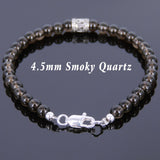 Men's Women Smoky Quartz Sterling Silver Bracelet 925 Bead Clasp DiyNotion Handmade BR591