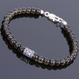 Men's Women Smoky Quartz Sterling Silver Bracelet 925 Bead Clasp DiyNotion Handmade BR591