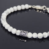 Men's Women White Howlite Sterling Silver Bracelet 925 Bead Clasp DiyNotion Handmade BR592