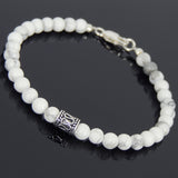 Men's Women White Howlite Sterling Silver Bracelet 925 Bead Clasp DiyNotion Handmade BR592