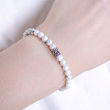 Men's Women White Howlite Sterling Silver Bracelet 925 Bead Clasp DiyNotion Handmade BR592