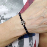 Men's Women Lava Rock Sterling Silver Bracelet Cross Charm DiyNotion Handmade BR598