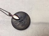 Vintage Button Pendant Necklace, Art Deco Copper 5 Point Star, Carved MOP Button, Button Jewelry, Button Necklace, Mother of Pearl, MPN247