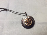 Vintage Button Pendant Necklace, Art Deco Copper 5 Point Star, Carved MOP Button, Button Jewelry, Button Necklace, Mother of Pearl, MPN247