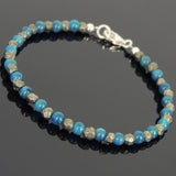 Men's Women Apatite Gold Pyrite Sterling Silver Bracelet Beads Clasp DiyNotion Handmade BR601